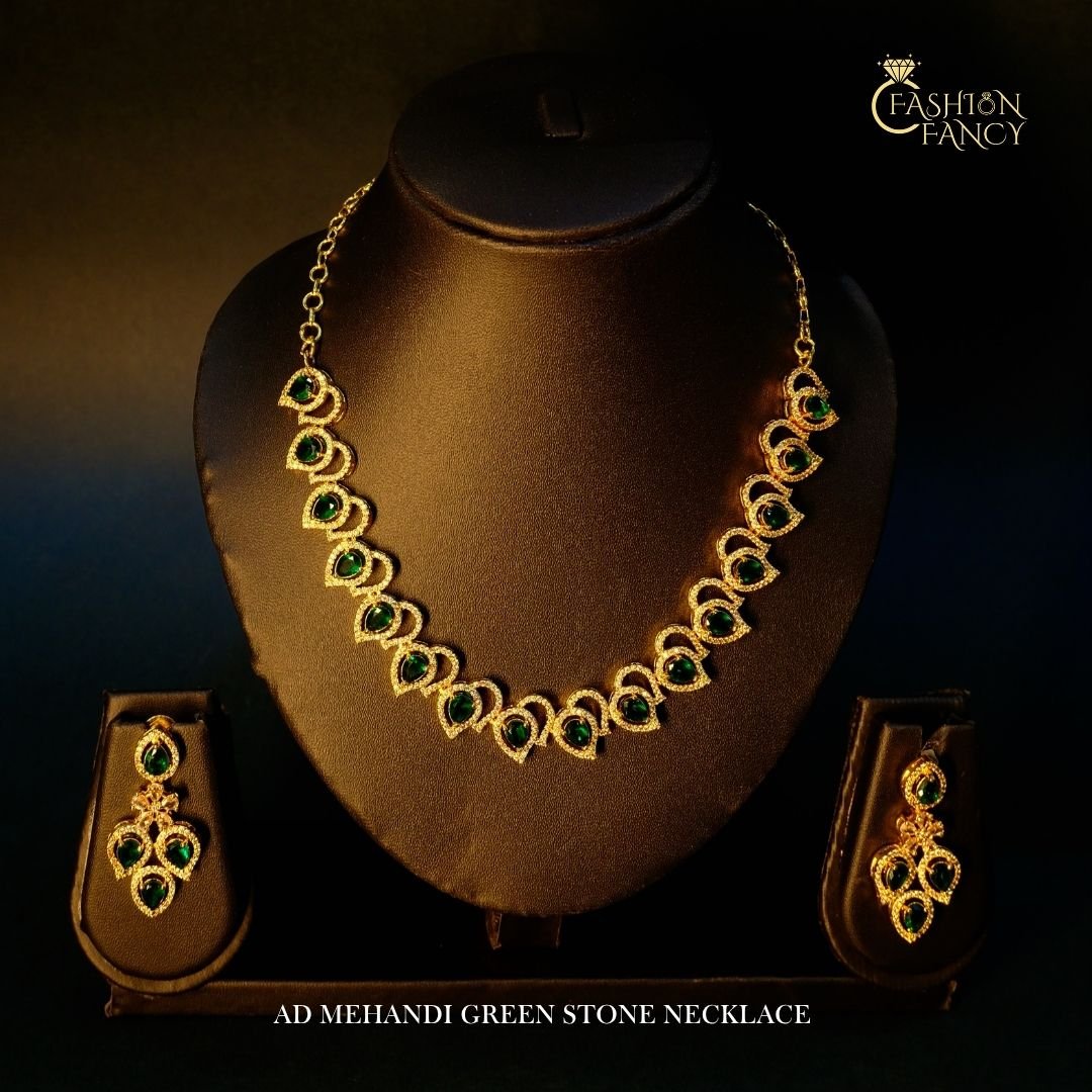 AD mehandi stone necklace