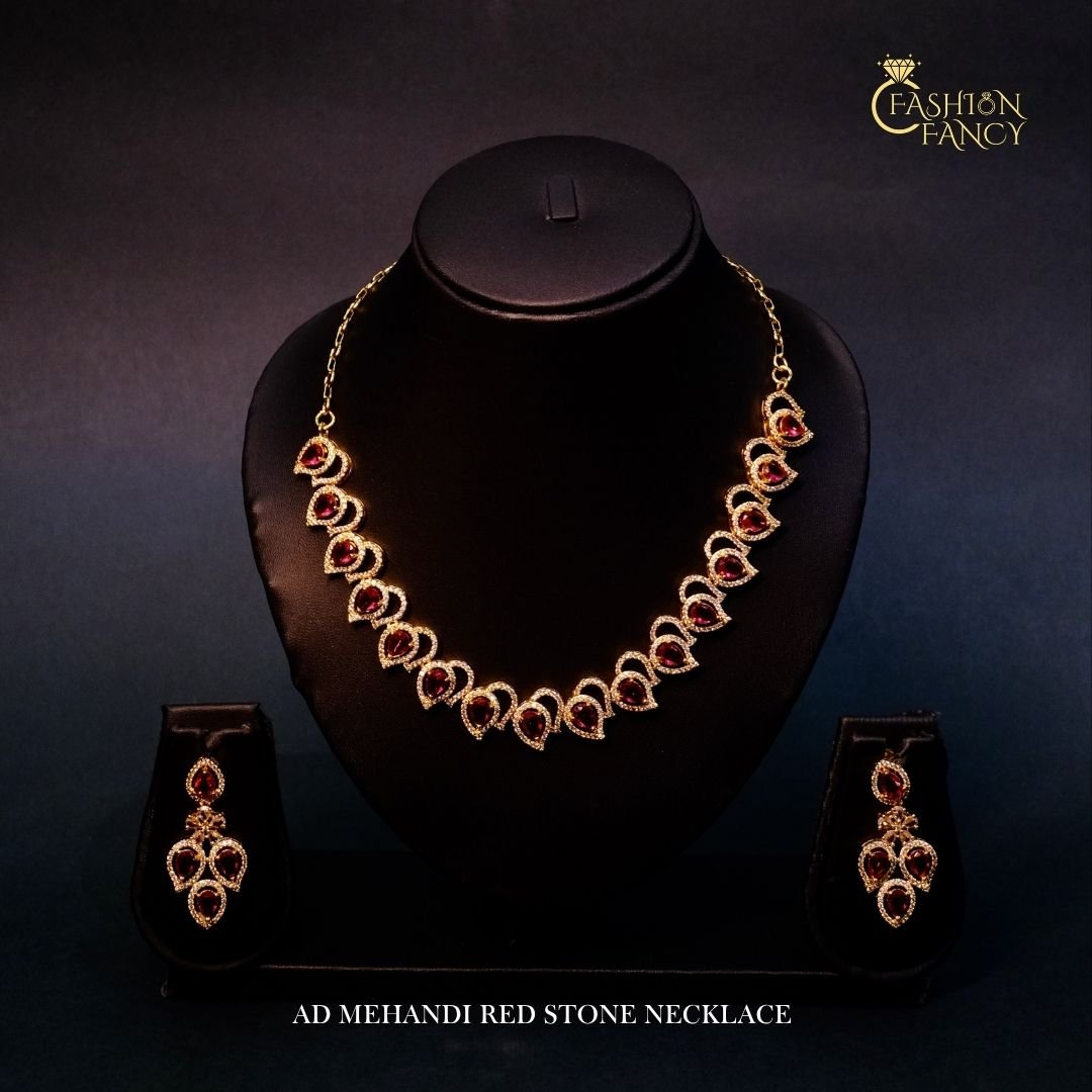 AD mehandi stone necklace
