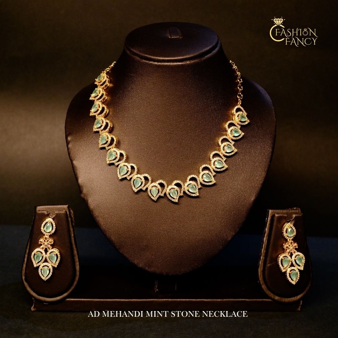 AD mehandi stone necklace