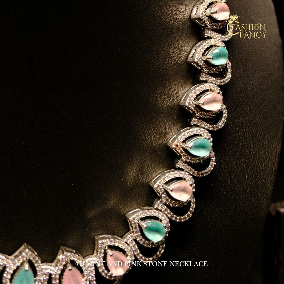AD mint and pink stone necklace