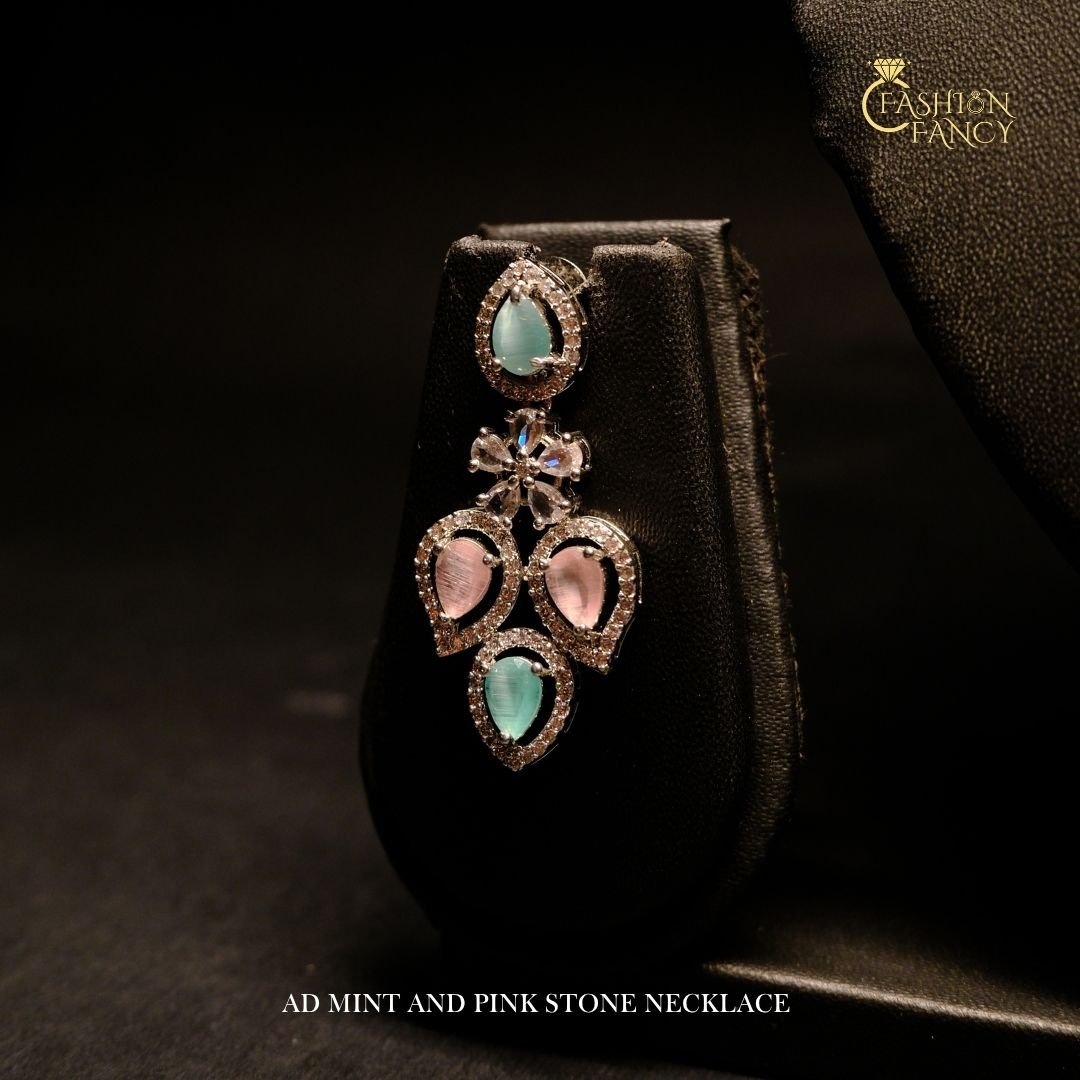 AD mint and pink stone necklace